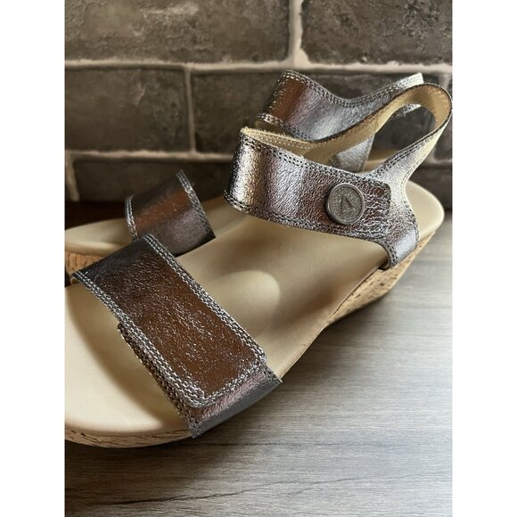 ABEO CORA Leather Sandals Size 8 With Cork Wedge Adjustable - Picture 5 of 15